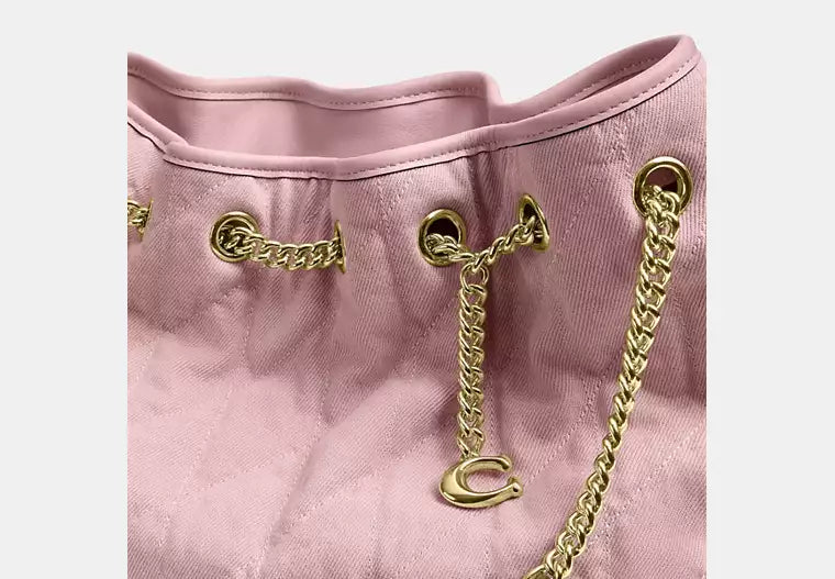 $375 NWT COACH Evelyn Shoulder Bag In Loved Denim With Quilting And Charm CONSIGNMENT