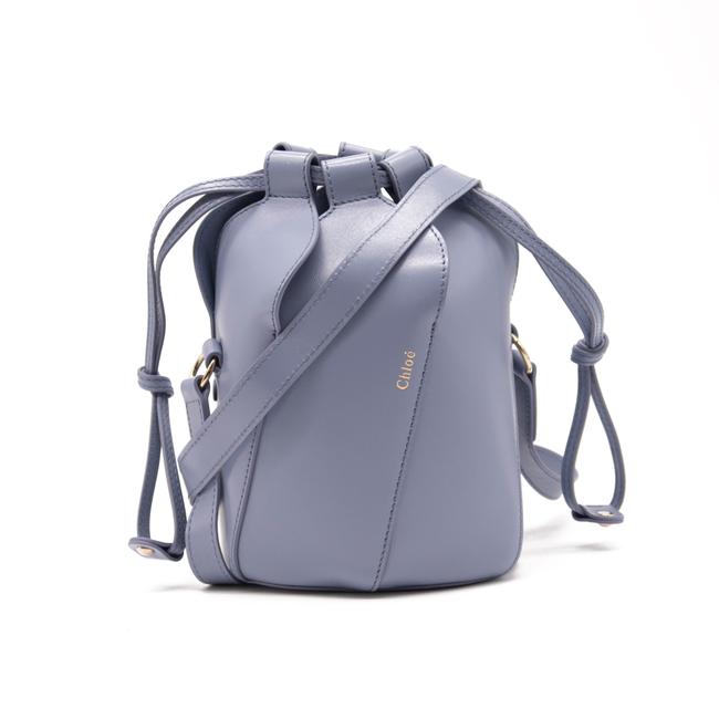 Chloe Bucket Tulip Mini Cross Body Blue Leather Shoulder Bag