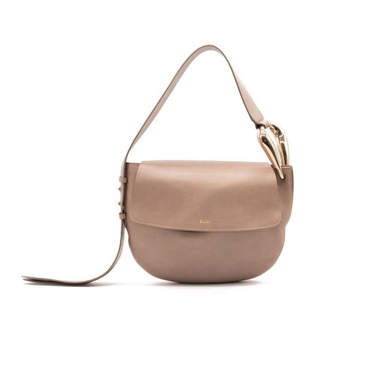 NEW Chloe Hobo Kiss Motty Grey Beige Leather Shoulder Bag