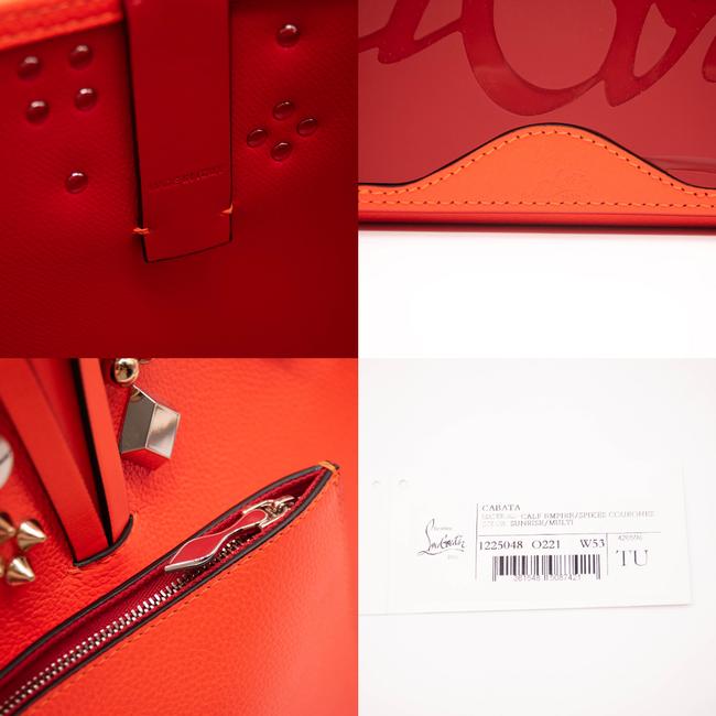 NEW Christian Louboutin Small Cabata Studded Orange Leather Tote