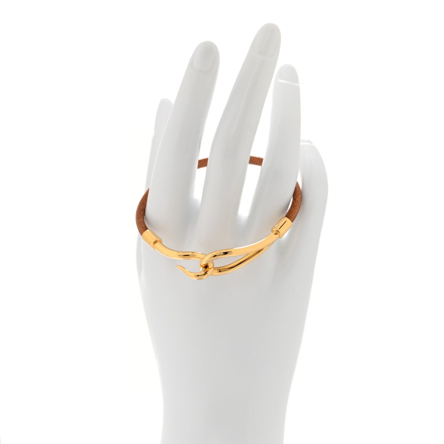 $435 Hermes Natural Bridle Jumbo Hook Bracelet Bouton