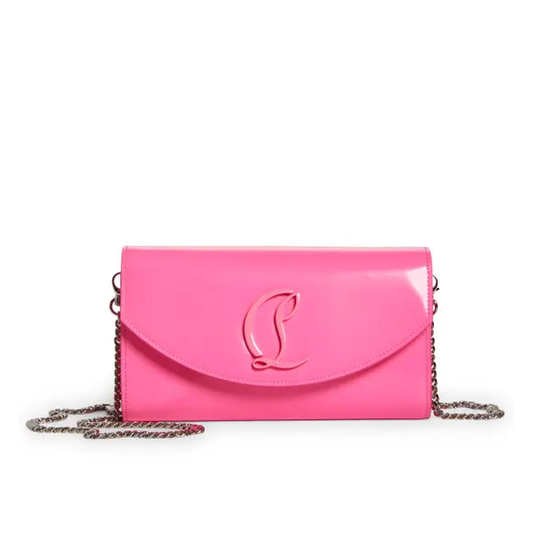 NEW Christian Louboutin Loubi54 Leather Wallet on a Chain Pink