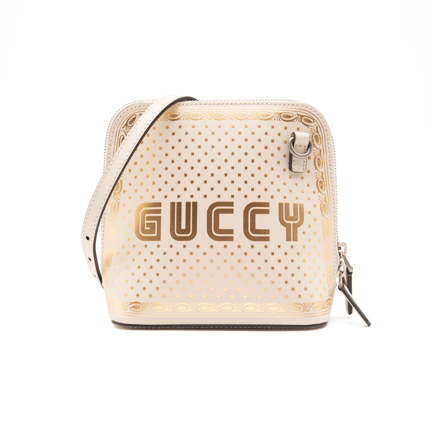 NEW Gucci Logo Moon & Stars White Leather Cross Body Bag