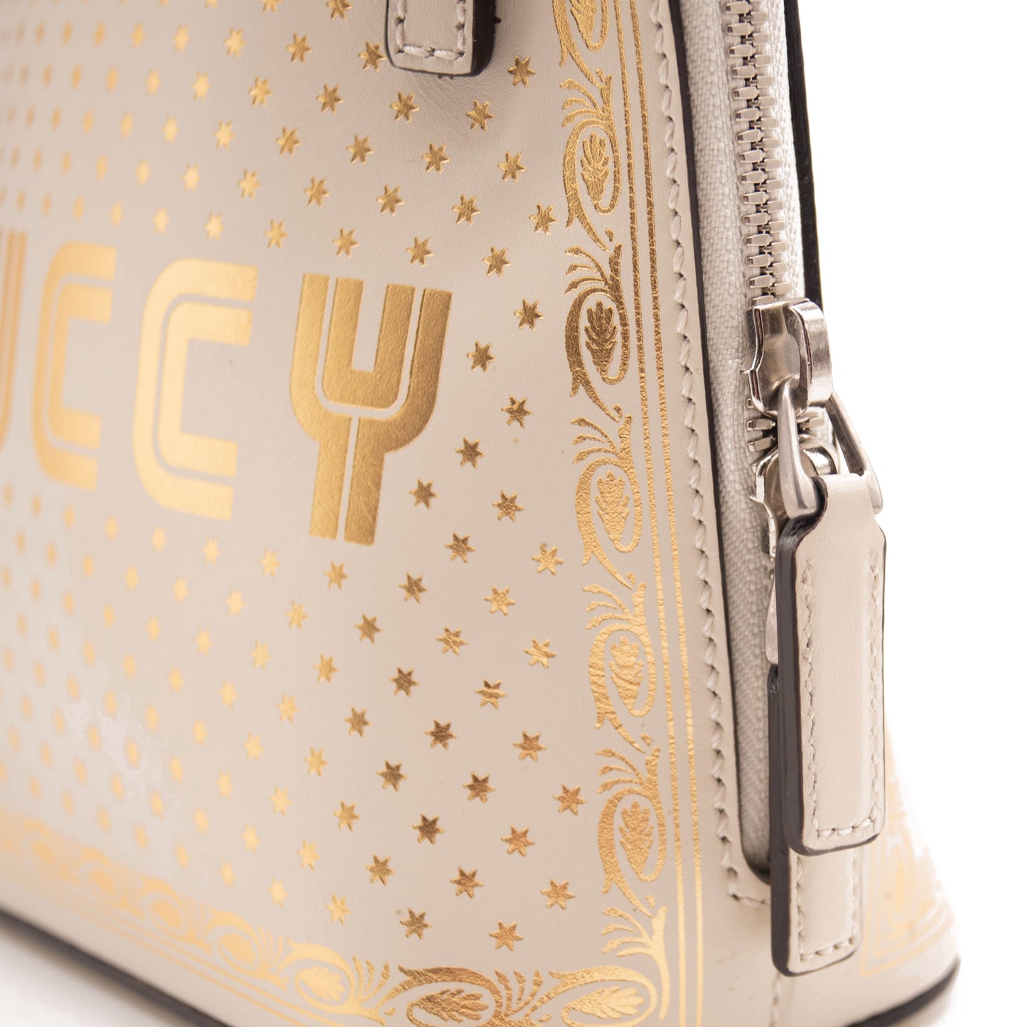 NEW Gucci Logo Moon & Stars White Leather Cross Body Bag