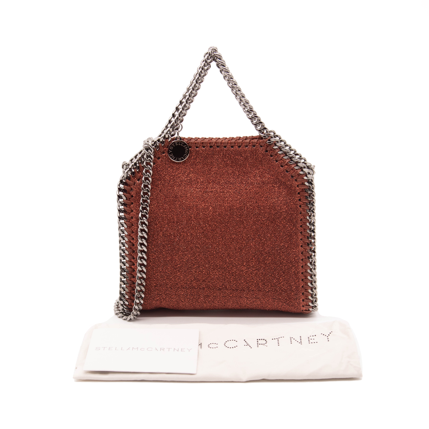 NEW $900 Stella McCartney Tiny Falabella Metallic Red Lurex Cross Body Bag