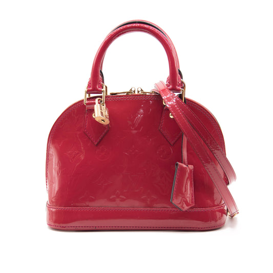 USED Louis Vuitton Alma Vernis Bb Rose Indien Red Patent Leather Shoulder Bag