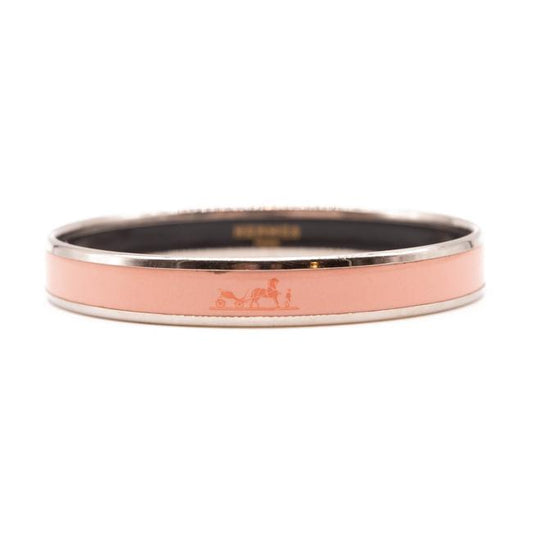 Hermes Pink Enamel Printed Caleche Narrow Florida Rose Petale Bracelet