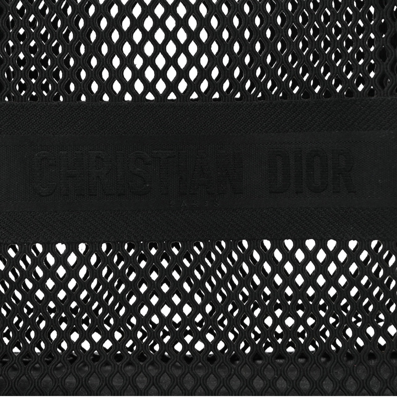 Christian Dior Mesh Embroidered Book Tote Black