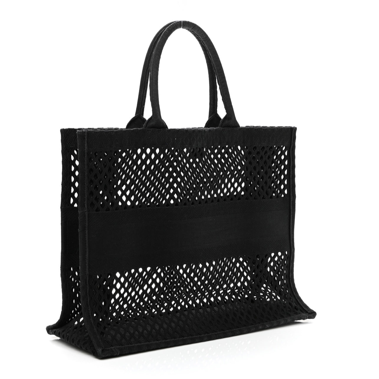 Christian Dior Mesh Embroidered Book Tote Black