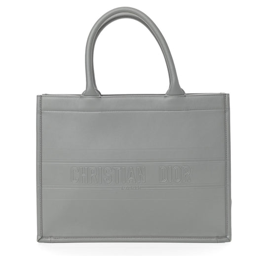 Christian Dior Calfskin Embossed Medium Book Tote Grey