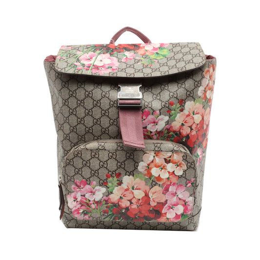 Gucci GG Supreme Monogram Blooms Medium Single Buckle Backpack Beige Multicolor Dry Rose
