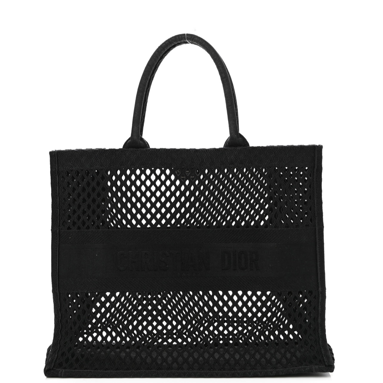 Christian Dior Mesh Embroidered Book Tote Black