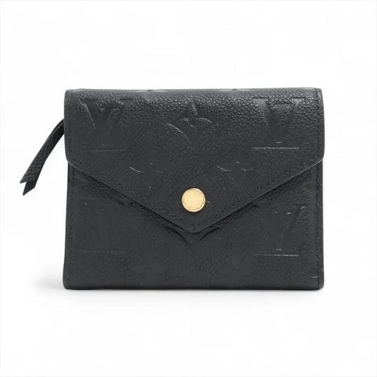 $780 Louis Vuitton Empreinte Portefeuille Victorine Noir Compact Wallet 10021122