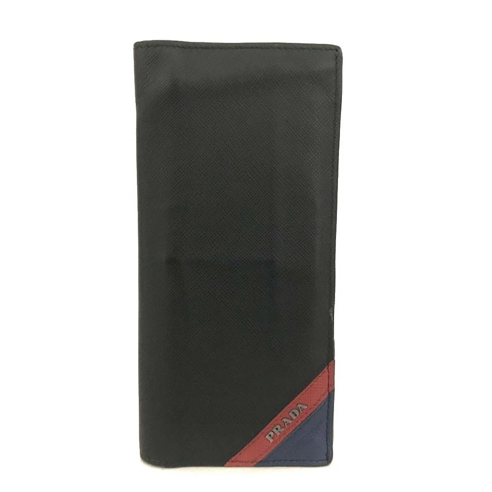 PRADA Saffiano Leather Long Bifold Wallet Black