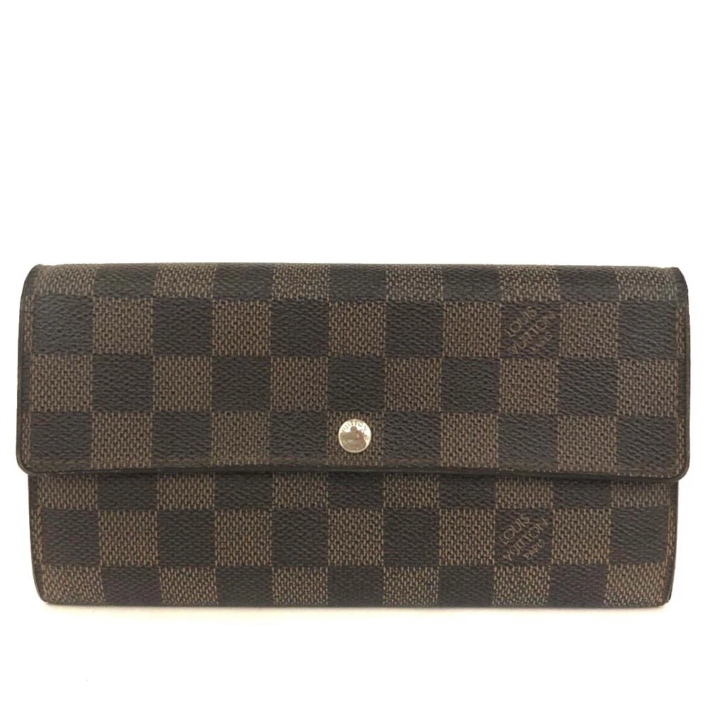 EGA Louis Vuitton Damier Porte Feuille Sarah Long Bifold Wallet Brown/3CH0355