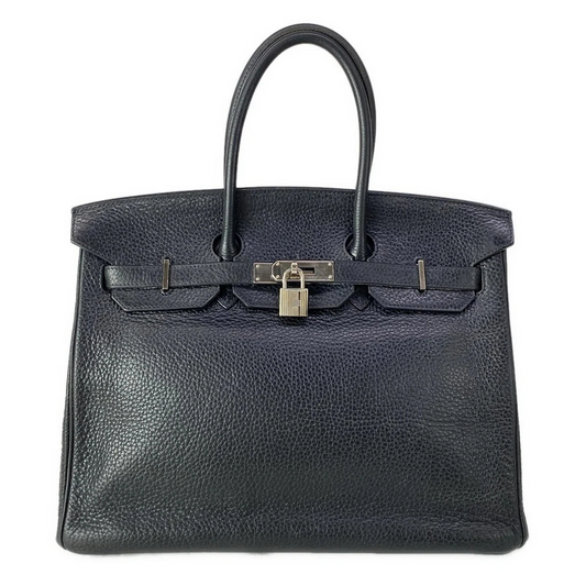 HERMES Birkin 35 Black Togo Square J Handbag