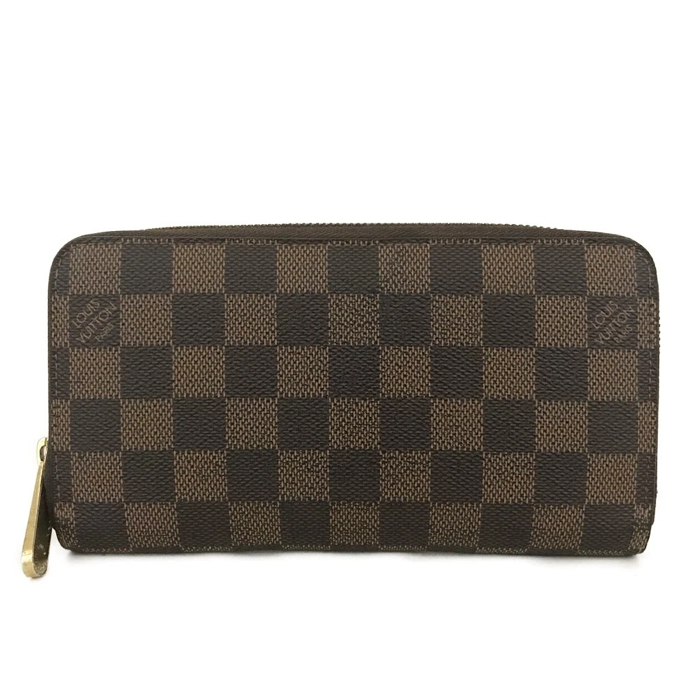 $915 Louis Vuitton Damier Zippy Zip Around Long Wallet Purse Brown MI4182