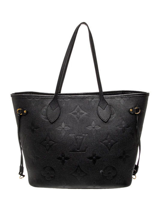 $3050 Louis Vuitton Empreinte Leather Neverfull MM RFID Black