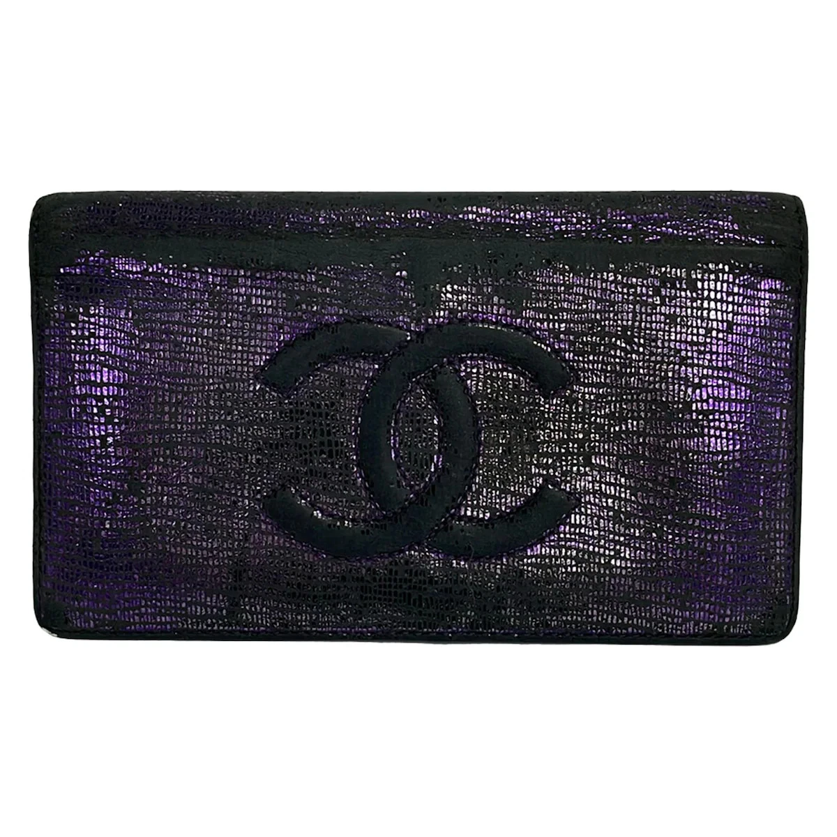 CHANEL A48641 Purple Leather Long Wallet
