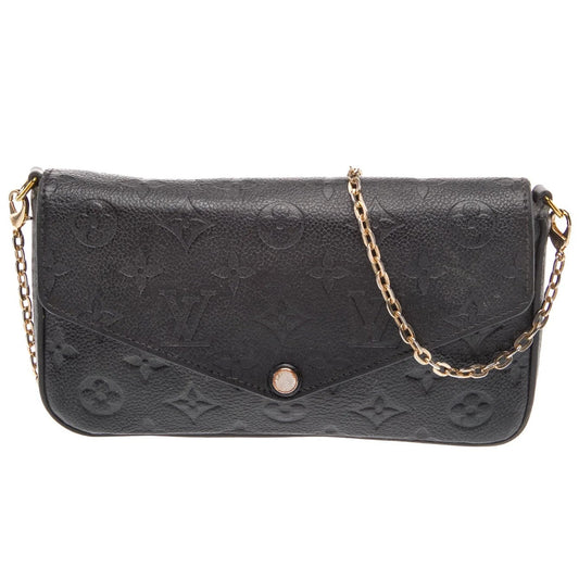 $1770 2019 Louis Vuitton Empreinte Pochette Felicie Chain Wallet Black
