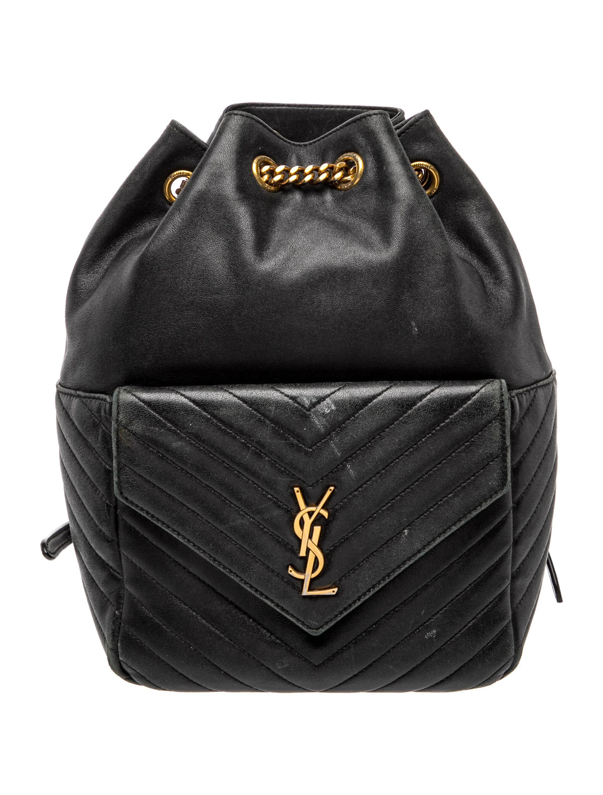 $2850 Saint Laurent Lambskin Matelasse Monogram Joe Backpack Black 10021113