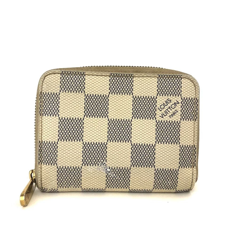 $560 Louis Vuitton Damier Azur Zippy Zip Coin Purse Wallet White SN1192