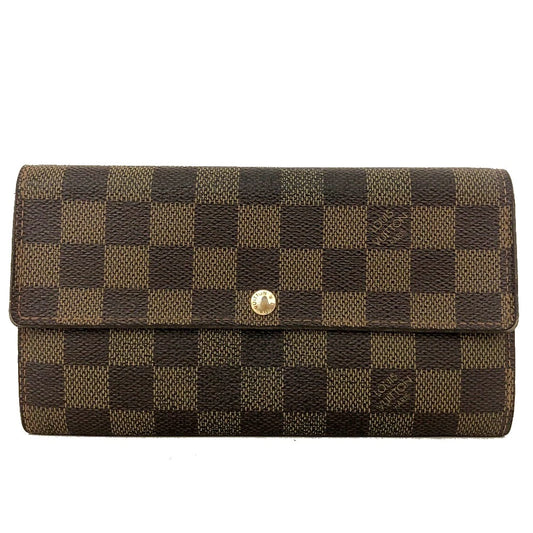 Louis Vuitton Damier Porte Feuille Sarah Long Bifold Wallet Brown CA1048