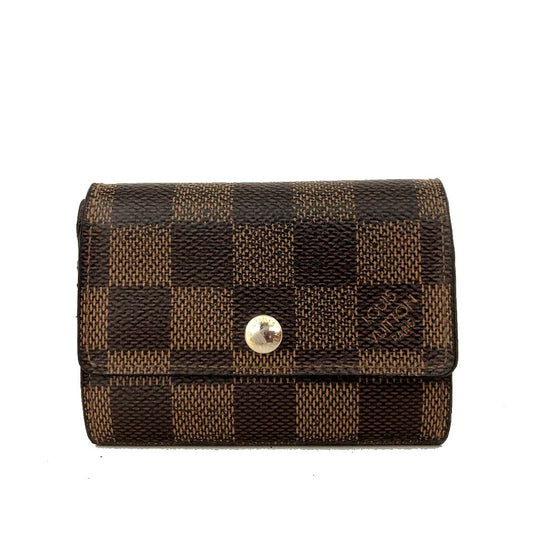 Louis Vuitton Damier Porte Monnaie Plat Coin Purse Wallet Brown RA2191