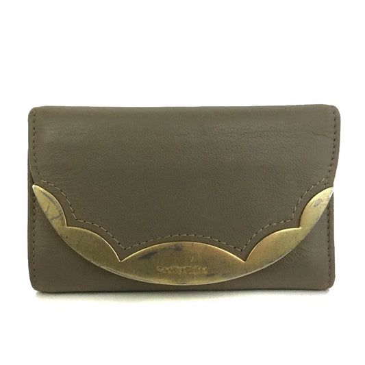 See By Chloe Logo Leather Trifold Wallet Purse Gray/3BM0512