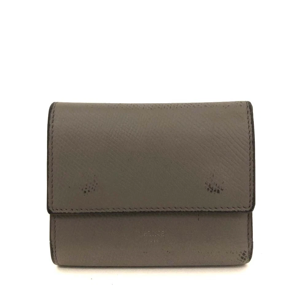 CELINE Logo Leather Trifold Wallet Gray