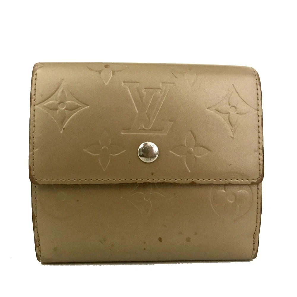 Louis Vuitton Monogram Mat Portefeiulle Elise Trifold Wallet Beige TH0044