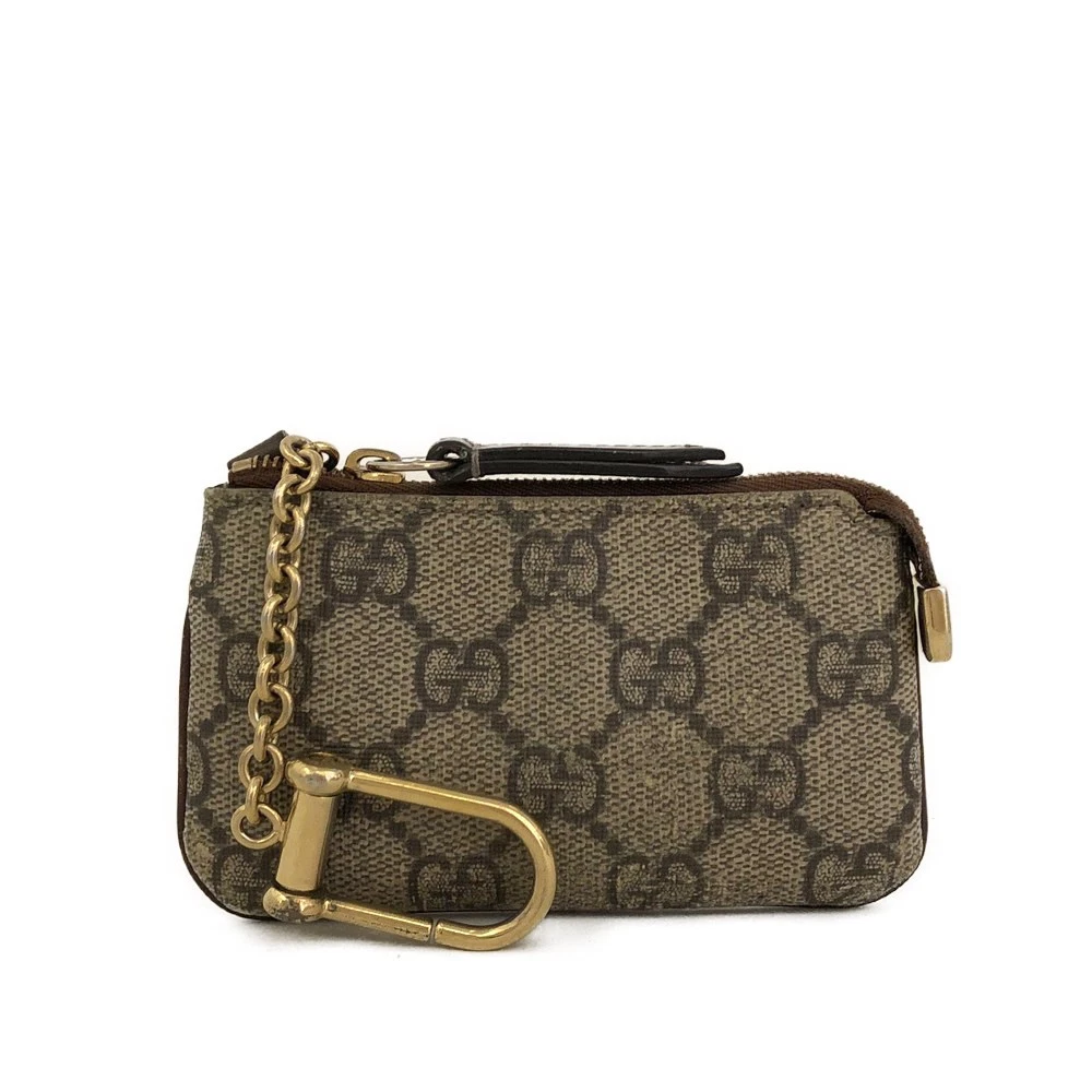 GUCCI GG Supreme PVC Coin Purse Wallet Beige/9CD1866