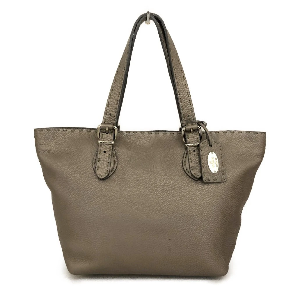 FENDI Selleria Leather Tote Bag Silver/6CH0834