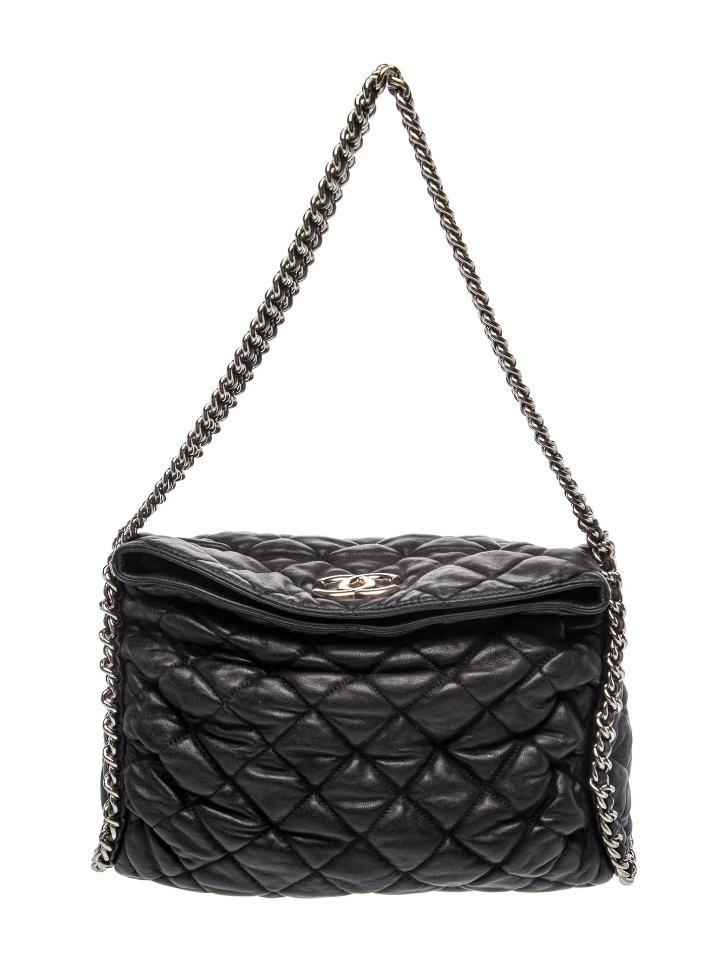 $3320 2011 Chanel Quilted Chain Me Hobo Black Chain Around