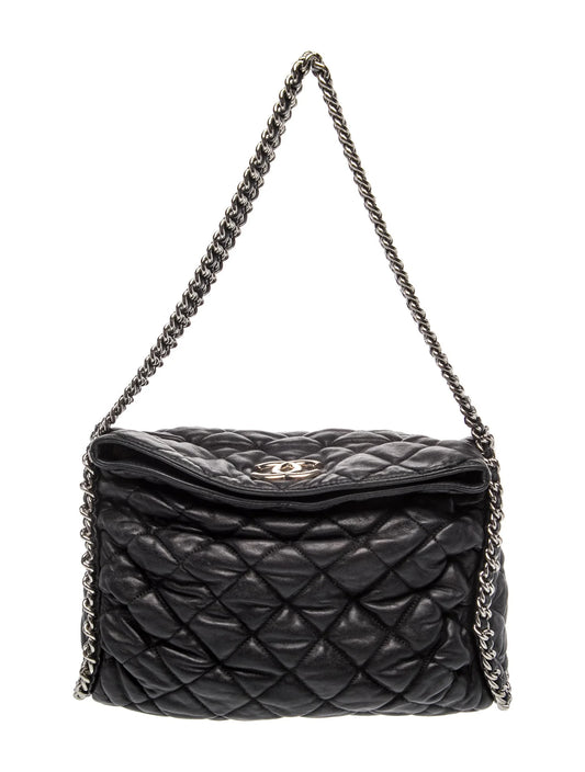 $3320 2011 Chanel Quilted Chain Me Hobo Black Chain Around
