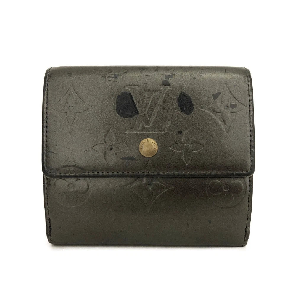 Louis Vuitton Monogram Mat Portefeiulle Elise Trifold Wallet Gray TH1002