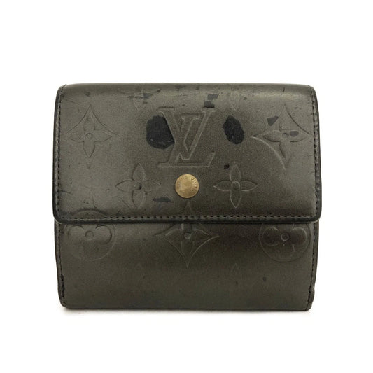 Louis Vuitton Monogram Mat Portefeiulle Elise Trifold Wallet Gray TH1002