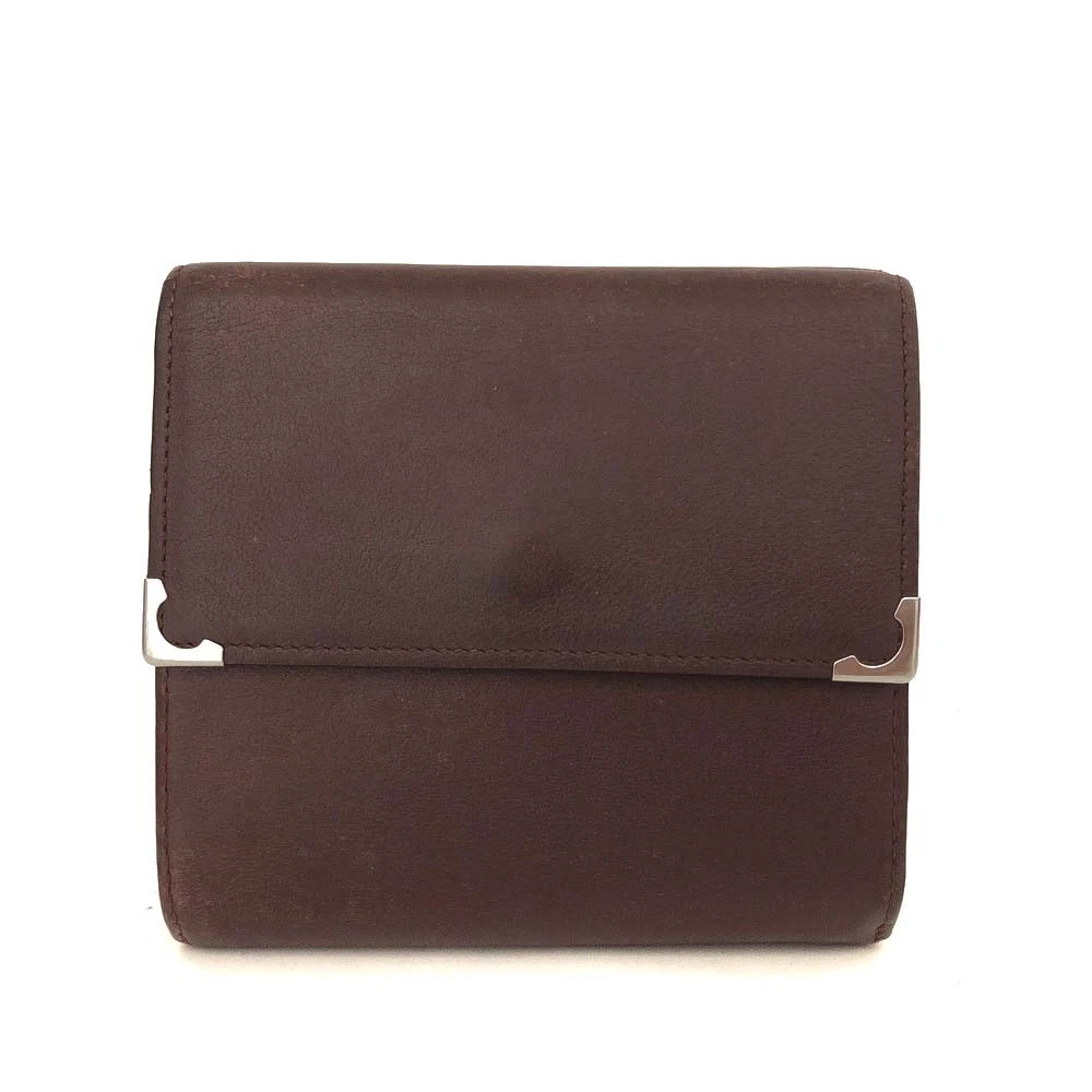 Must de Cartier Leather Trifold Wallet Purse Bordeaux