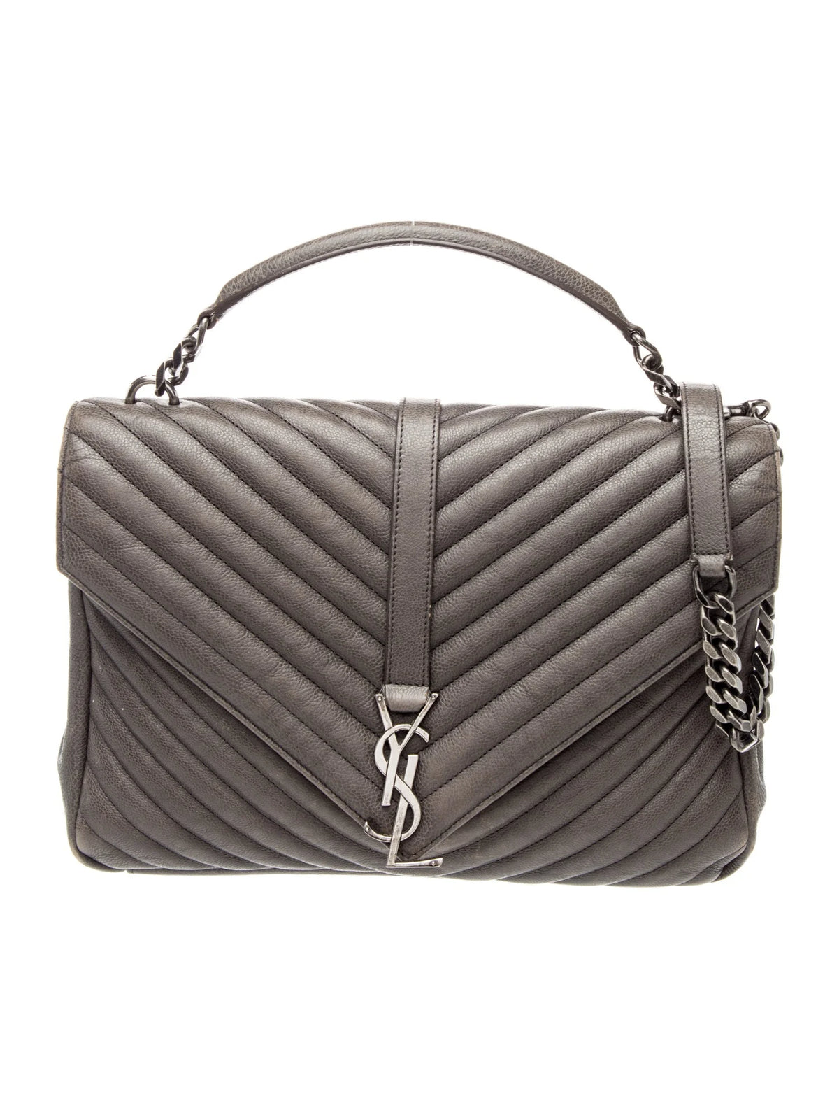 $2850 Saint Laurent Large Monogram Quilted Chevron College Bag YSL 10021304