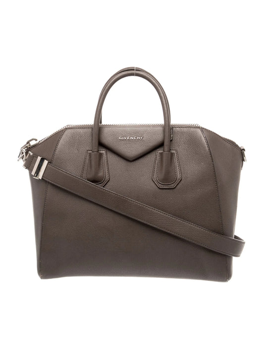 $2750 Givenchy Leather Grey Sugar Goatskin Leather Antigona Bag Medium