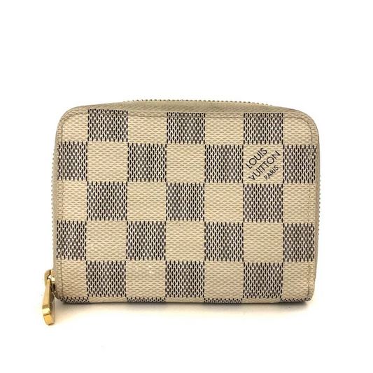 Louis Vuitton Damier Azur Zippy Zip Coin Purse Wallet White SN1117