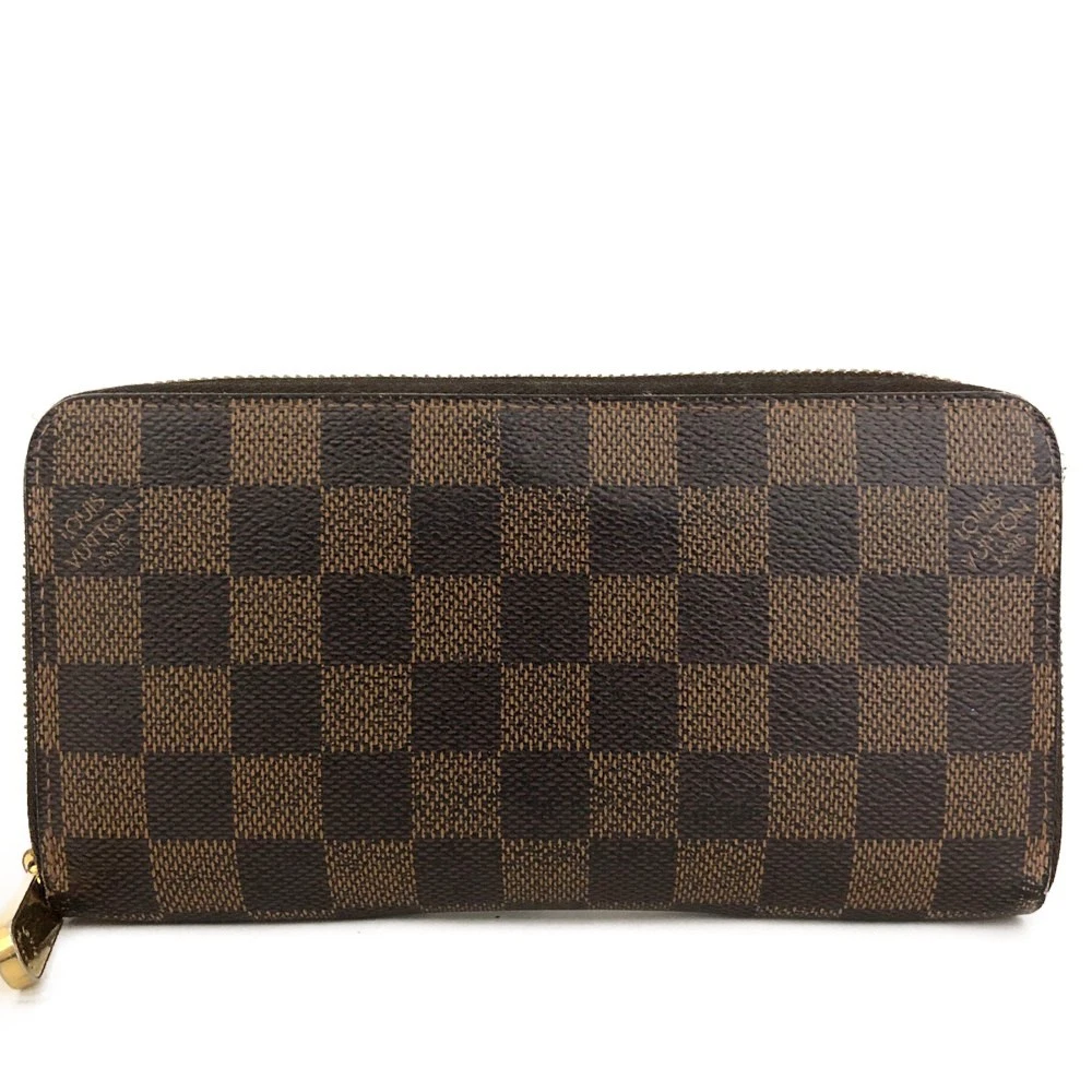 $915 Louis Vuitton Damier Zippy Zip Around Long Wallet Purse Brown CA5102