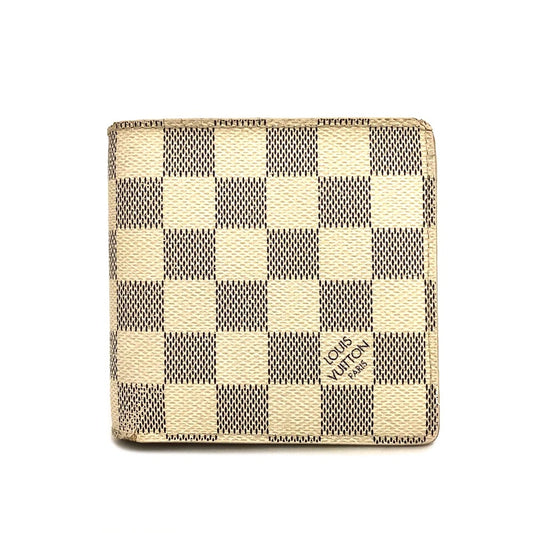 Louis Vuitton Damier Azur Portefeuille Marco Leather Bifold Wallet CA0017