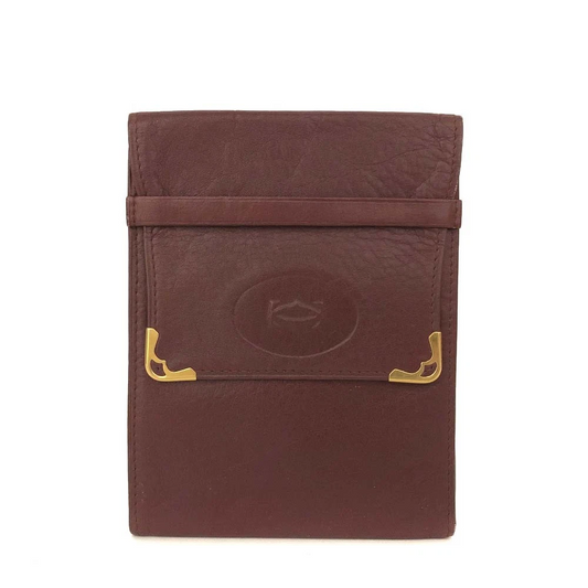 Must de Cartier Leather Trifold Wallet Purse Bordeaux