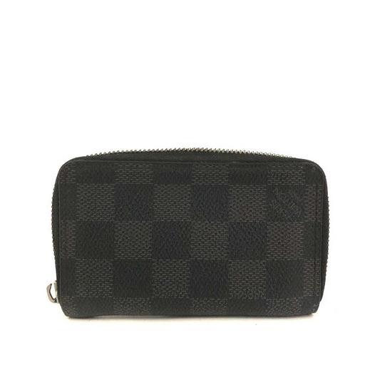 $435 2012 Louis Vuitton Damier Graphite Zippy Zip Coin Purse Wallet Black MI2172 10020836