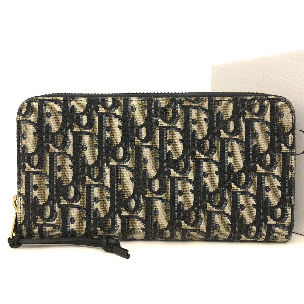 Christian Dior Oblique Trotter Canvas Zip Around Long Wallet