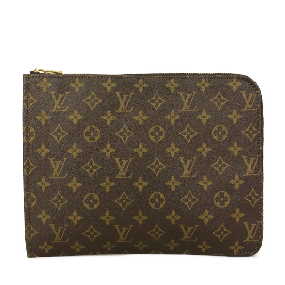 Louis Vuitton Monogram Poche Document Business Bag Brown