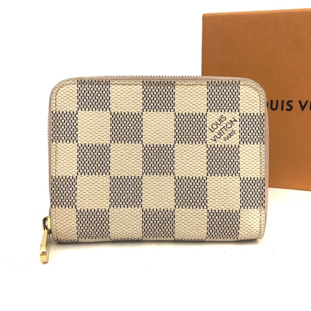 $560 Louis Vuitton Damier Azur Zippy Zip Coin Purse Wallet White TN2199