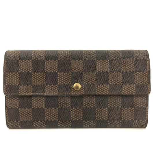 Louis Vuitton Damier Porte Feuille Sarah Long Bifold Wallet Brown CA0025