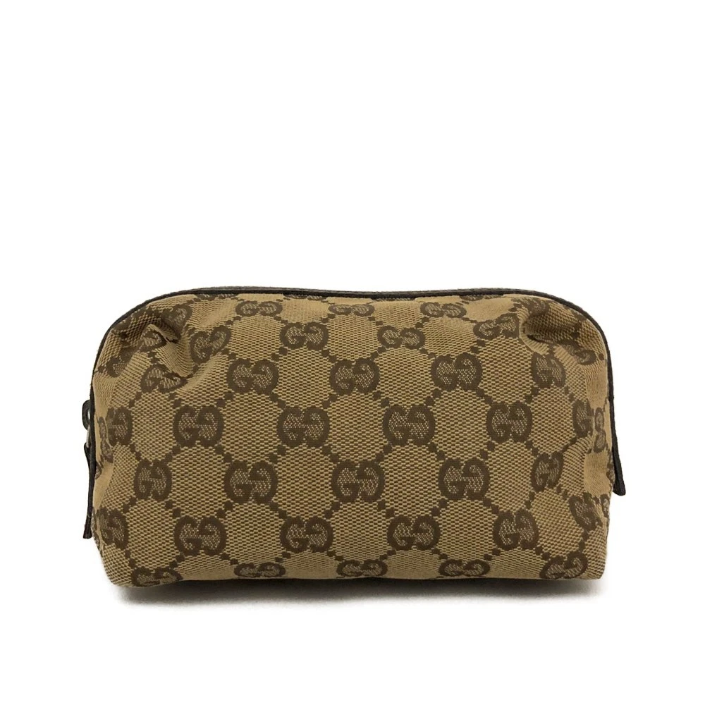 EGA GUCCI GG Logo Canvas Cosmetic Pouch Bag Beige/6CH0382